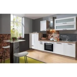 Menke Küchenzeile Artisan Premium 310 Cm Landhaus Weiß Artisan-Eiche Nachbildung