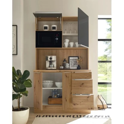 Respekta Buffet Mit Mikrowelle Zu Küchenzeile Marleen Artisan-Eiche Grau Matt 2 Respekta Buffet Mit Mikrowelle Zu Küchenzeile Marleen Artisan-Eiche Grau Matt – Bild 2