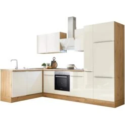 Respekta Küchenzeile Marleen 310 Cm Artisan-Eiche Weiß Hochglanz Winkel -Küchenutensilien Angebote 980060 4384 4