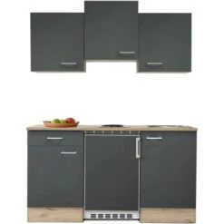 Flex-Well Exclusiv Singleküche Morena 150 Cm Basaltgrau Matt-San Remo Eiche Hell -Küchenutensilien Angebote G1501001000Morena zoomfrei