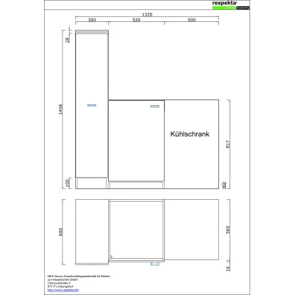 Respekta Miniküche 130 Cm Grau-Eiche Sägerau Nachbildung 4 Respekta Miniküche 130 Cm Grau-Eiche Sägerau Nachbildung – Bild 4