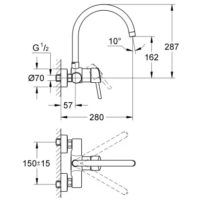 Grohe Küchenarmatur Concetto DN 15 Für Wandmontagen 2 Grohe Küchenarmatur Concetto DN 15 Für Wandmontagen – Bild 2