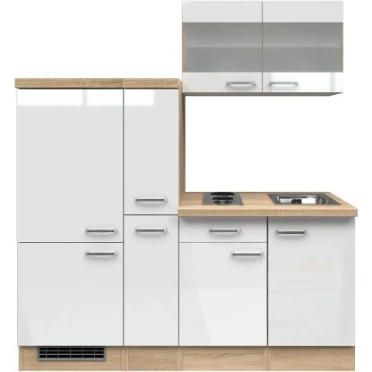 Flex-Well Exclusiv Küchenzeile Valero 190 Cm Hochglanz Weiß-Sonoma Eiche 1 Flex-Well Exclusiv Küchenzeile Valero 190 Cm Hochglanz Weiß-Sonoma Eiche