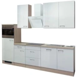 Flex-Well Exclusiv Küchenzeile Abaco 280 Cm Perlmutt Glänzend-Akazie NB -Küchenutensilien Angebote g 280 2315 059 abaco frei